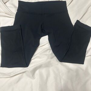 Cropped Lululemon Black Leggings with Mesh Legs